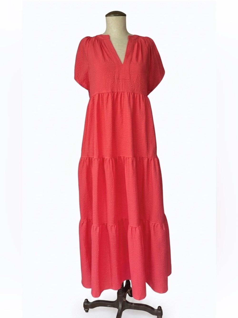 Calvin Klein pink coral Tiered Maxi Dress. Sz 6 new with tags. Vacation